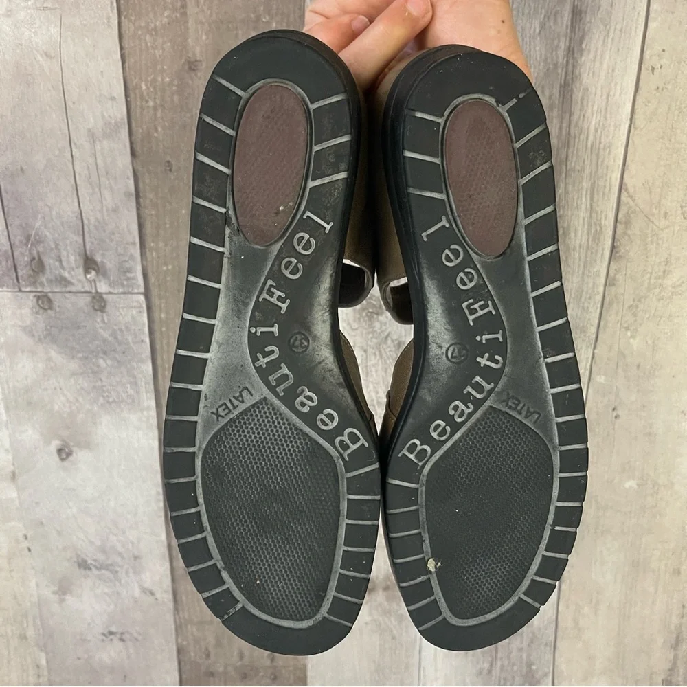 BeautiFeel Pleasure Mary Jane Leather Flats Comfort Shoes Gray 44233 - Picture 11 of 13
